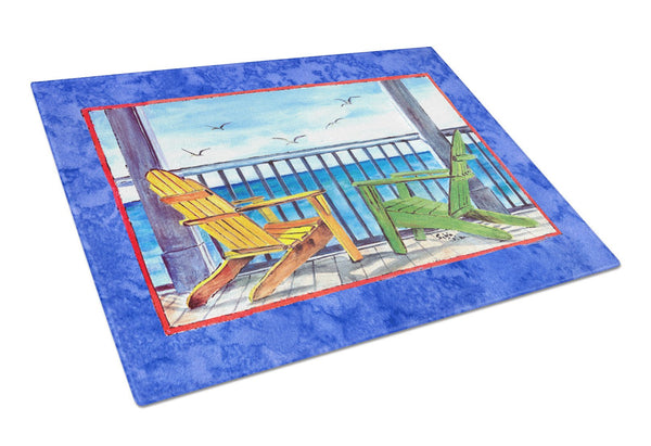 Adirondack Chairs Blue Glass Cutting Board Large by Caroline's Treasures
