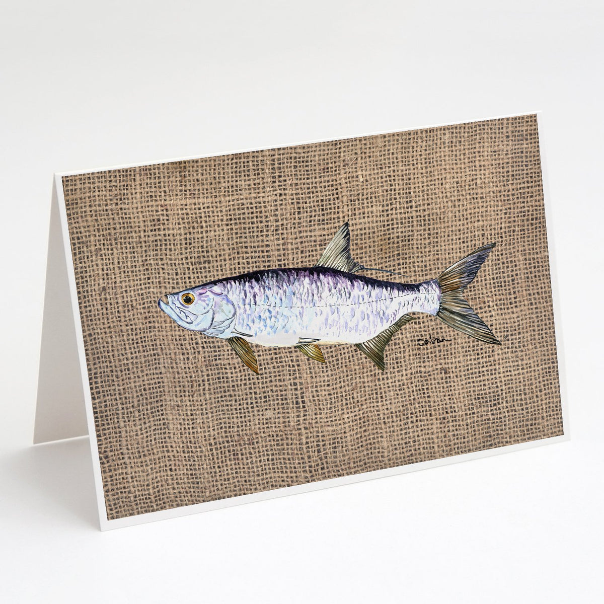 Buy this Fish - Tarpon Faux Burlap Greeting Cards and Envelopes Pack of 8