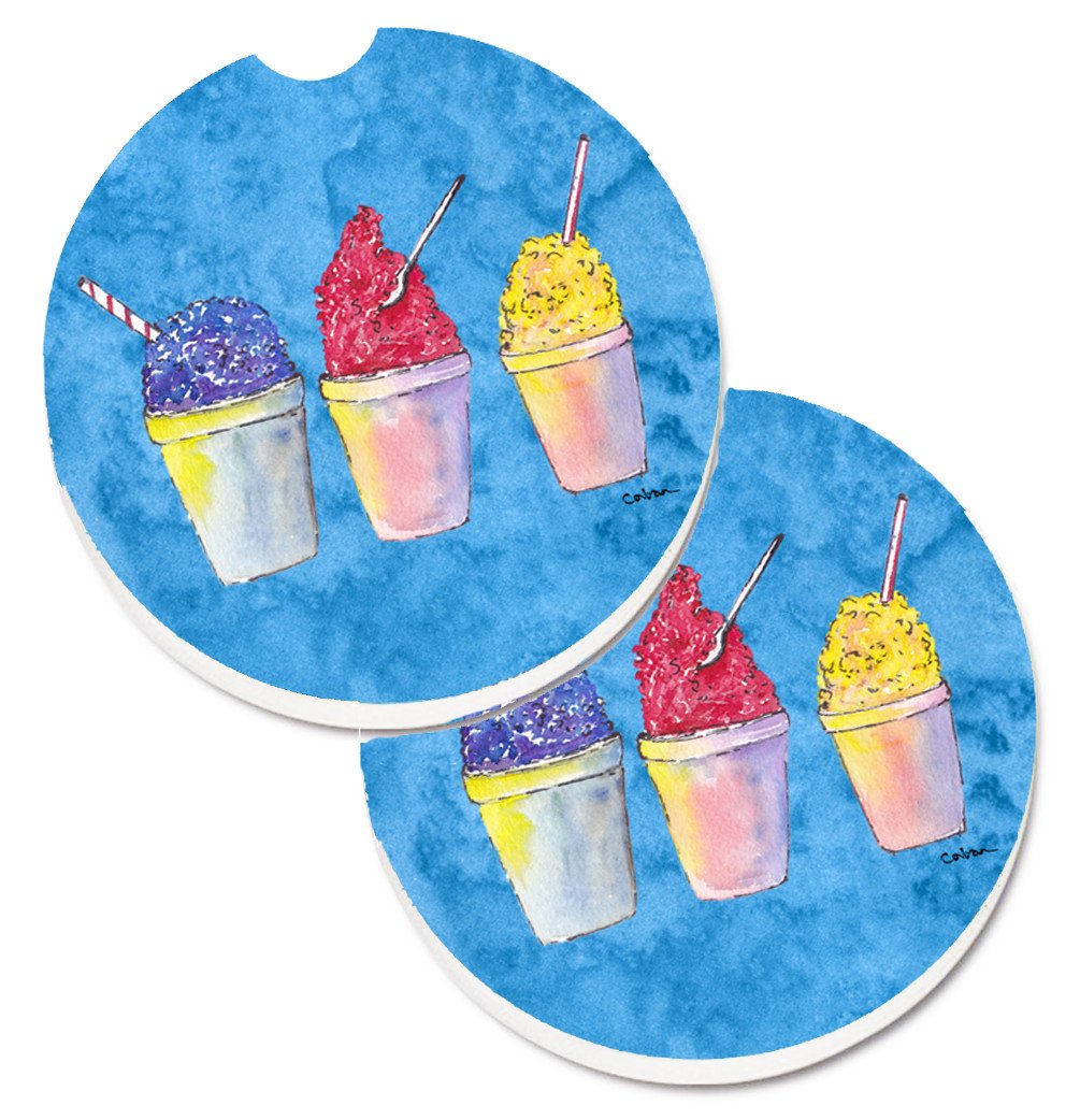 Snowballs and Snowcones Set of 2 Cup Holder Car Coasters 8780CARC by Caroline's Treasures