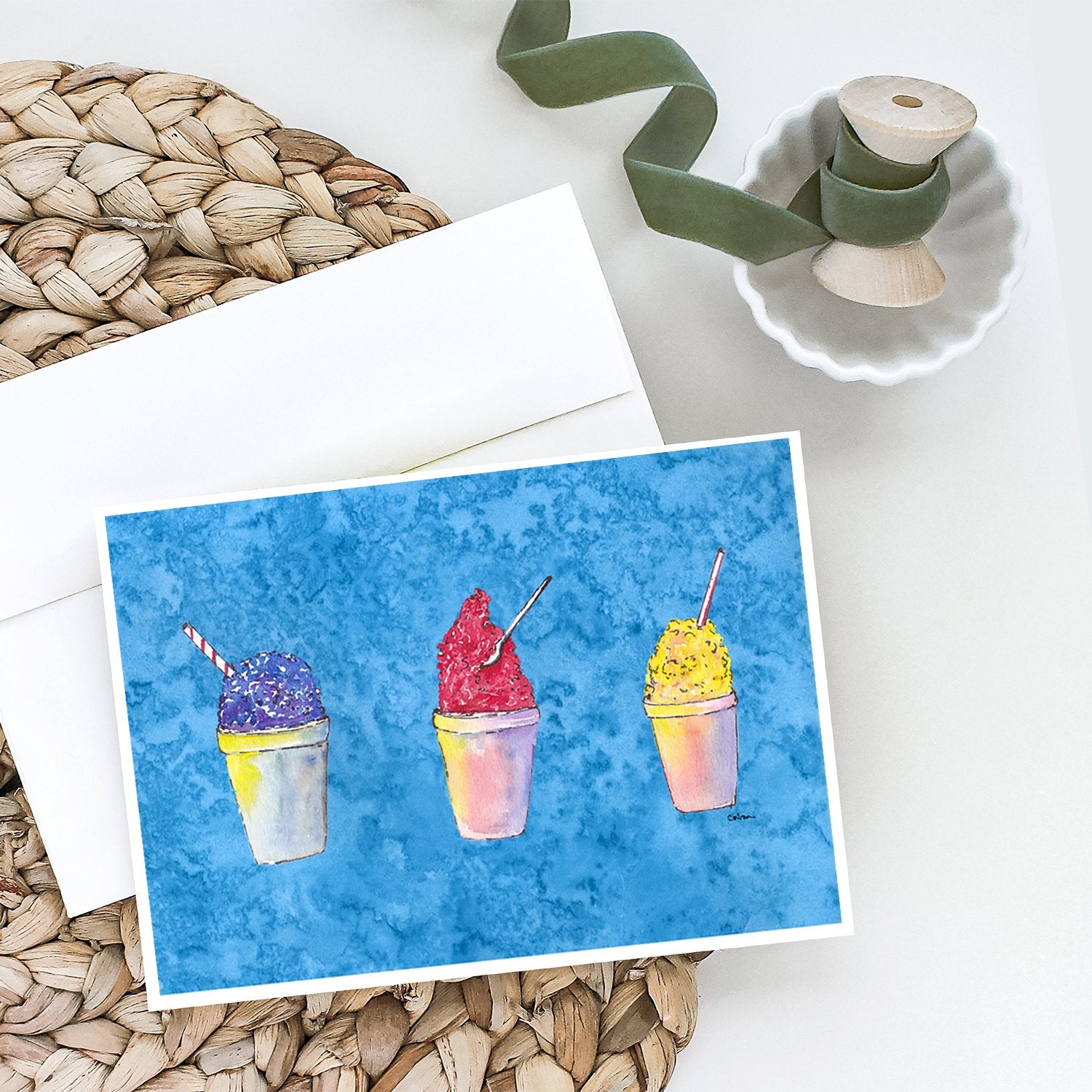 Caroline's Treasures Snowballs and Snowcones Greeting Cards - Blank Note Cards – 8-Pack of Artist-Designed Cards with Envelopes