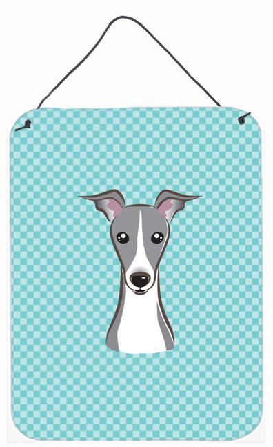 Checkerboard Blue Italian Greyhound Wall or Door Hanging Prints BB1174DS1216 by Caroline&#39;s Treasures