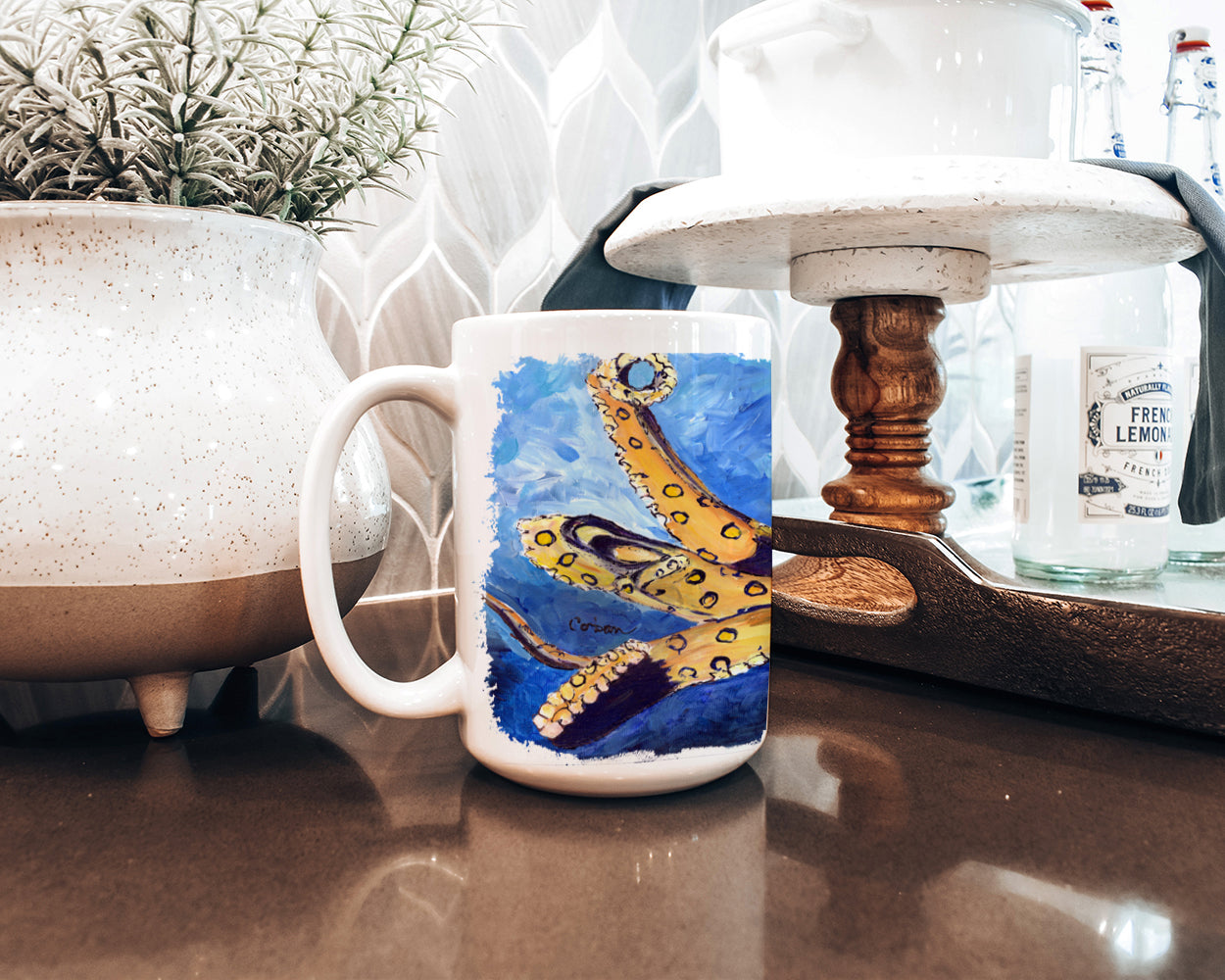 Octopus Dishwasher Safe Microwavable Ceramic Coffee Mug 15 ounce 8794CM15