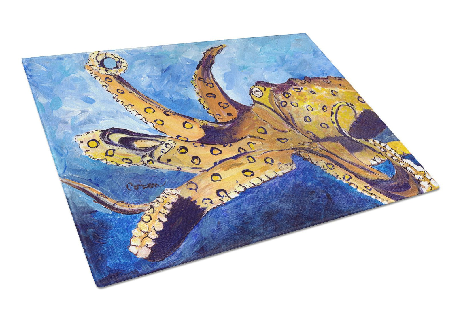 Octopus Glass Cutting Board Large by Caroline's Treasures