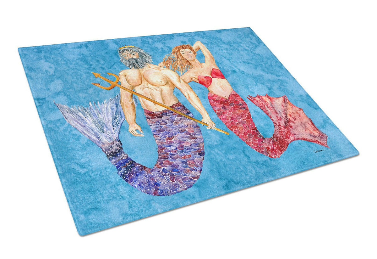 Mermaid and Merman Glass Cutting Board Large by Caroline&#39;s Treasures