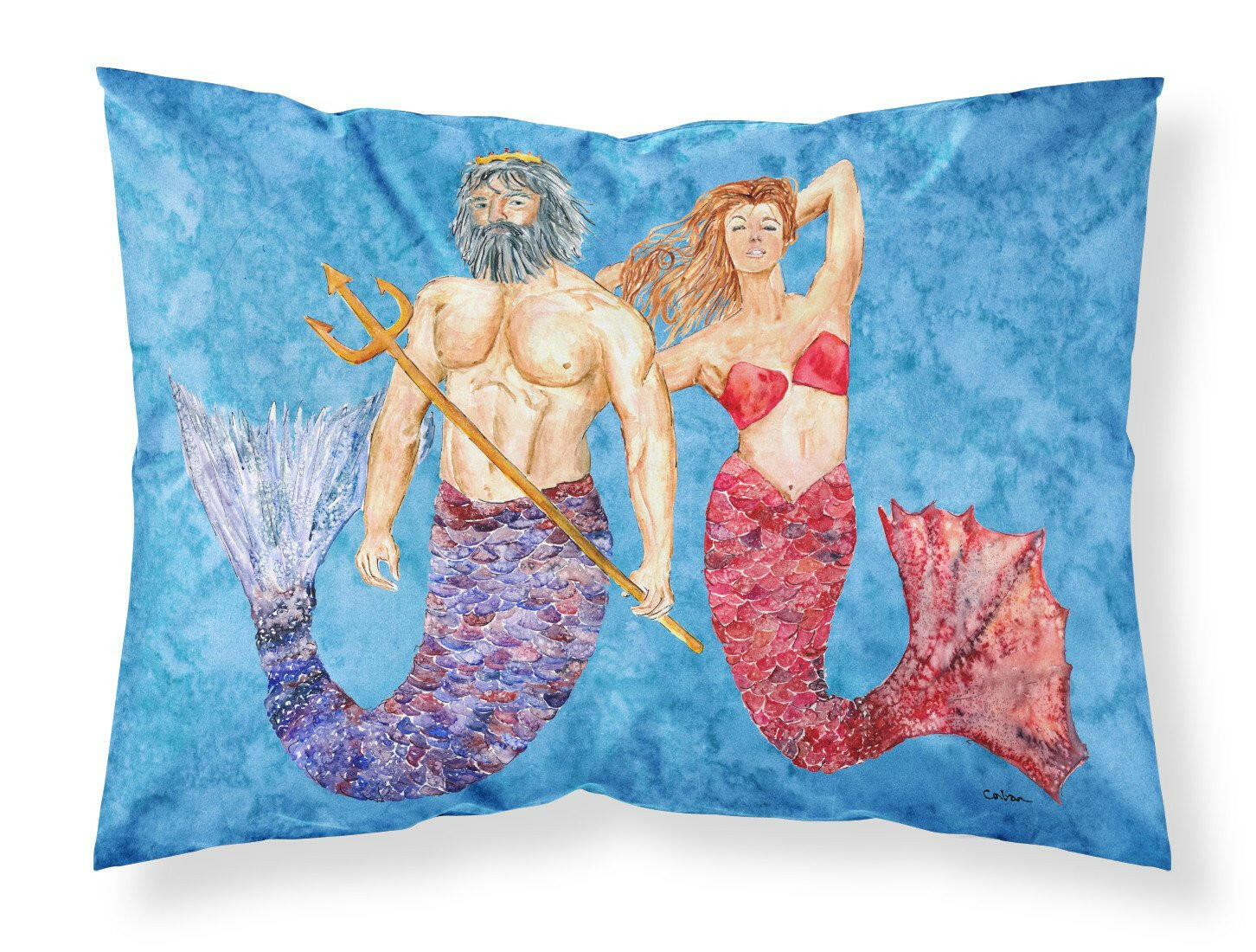 Mermaid and Merman Moisture wicking Fabric standard pillowcase by Caroline's Treasures
