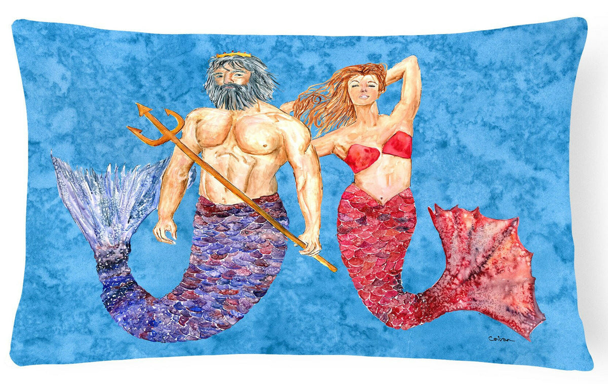 Mermaid and Merman   Canvas Fabric Decorative Pillow by Caroline&#39;s Treasures