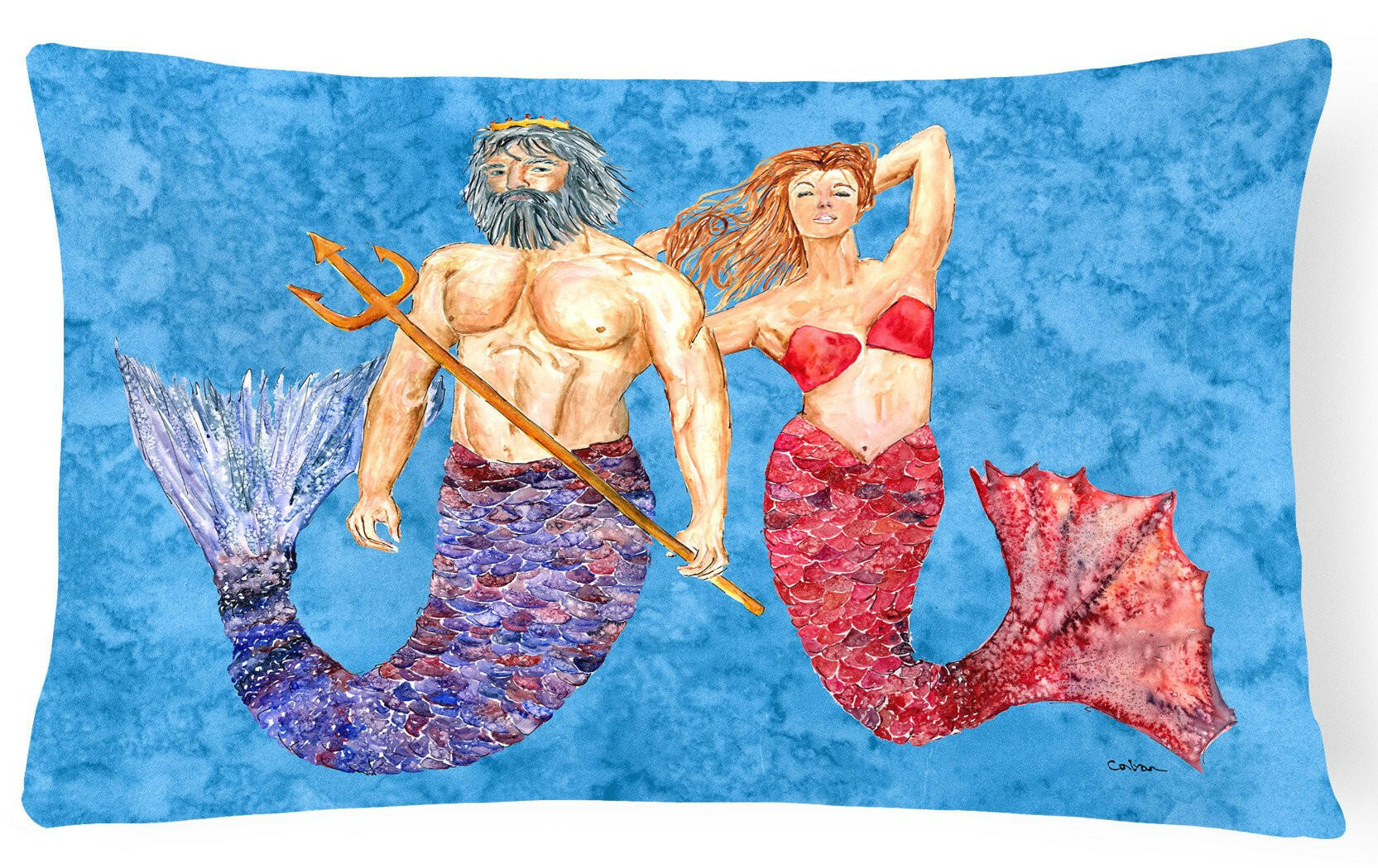 Mermaid and Merman   Canvas Fabric Decorative Pillow by Caroline's Treasures