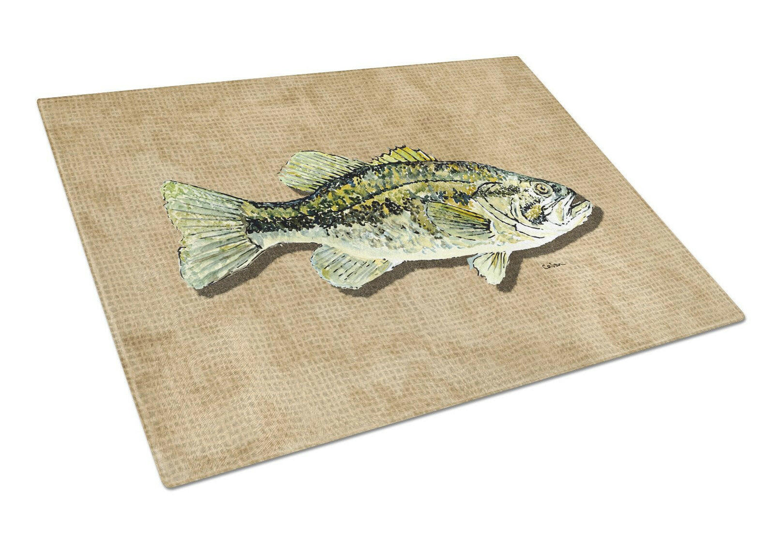 Small Mouth Bass Glass Cutting Board Large by Caroline's Treasures