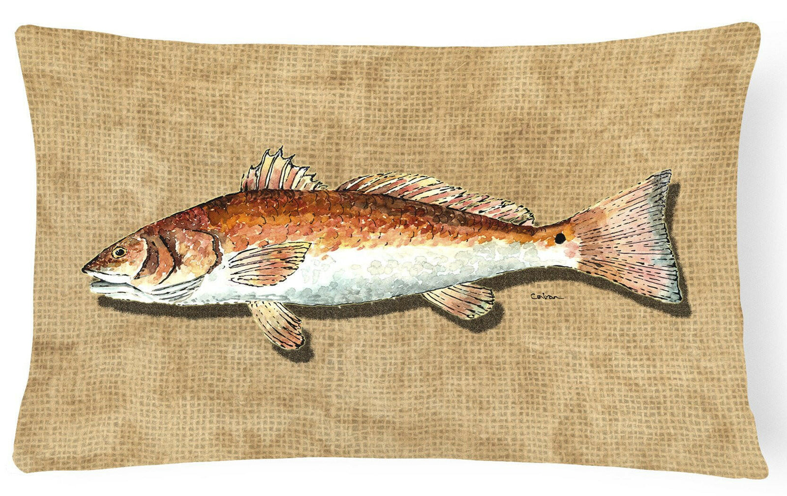 Red Fish   Canvas Fabric Decorative Pillow by Caroline's Treasures