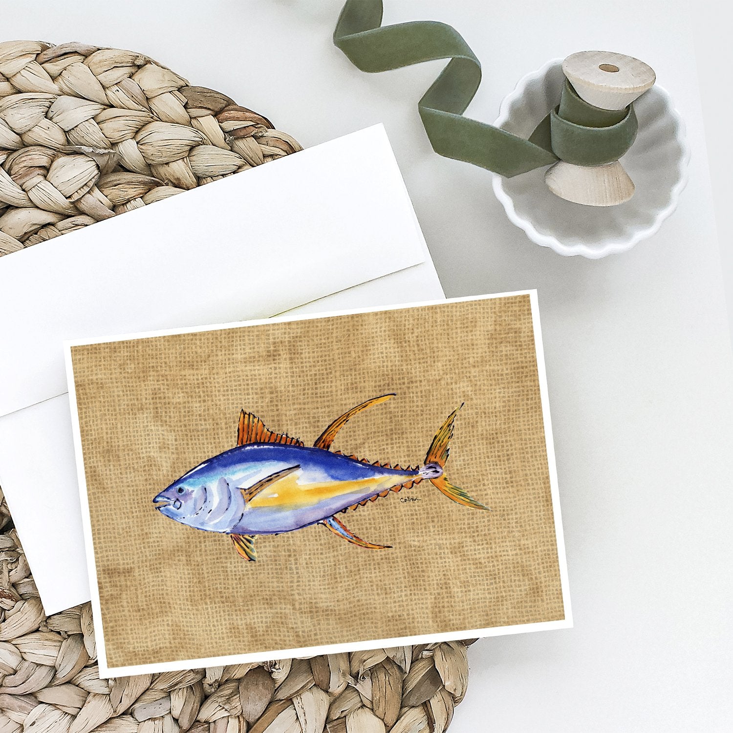 Tuna Fish Greeting Cards and Envelopes Pack of 8 - the-store.com