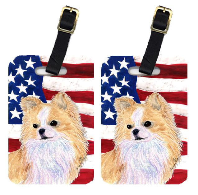 Pair of USA American Flag with Chihuahua Luggage Tags SS4229BT by Caroline&#39;s Treasures
