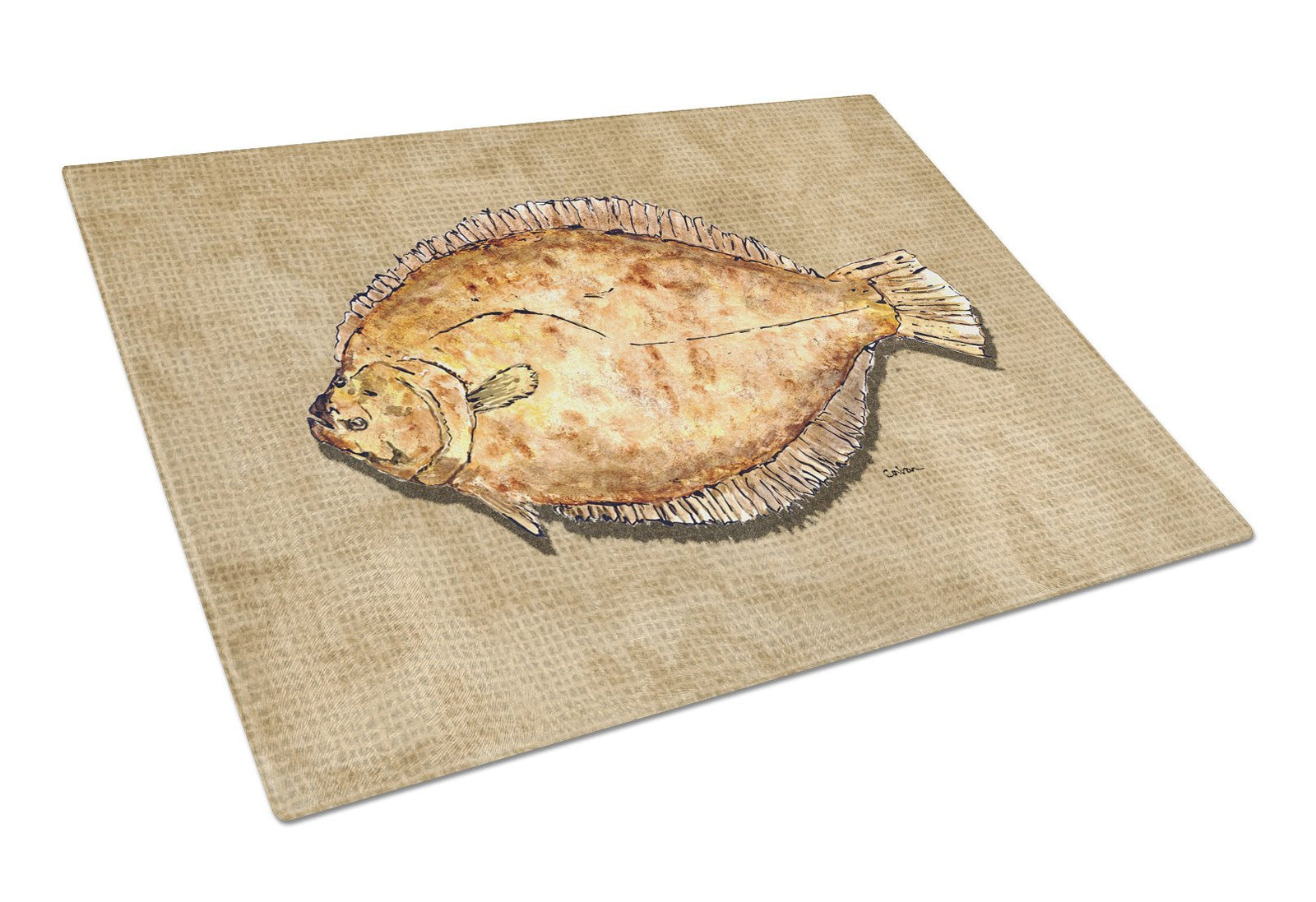 Flounder Glass Cutting Board Large by Caroline's Treasures