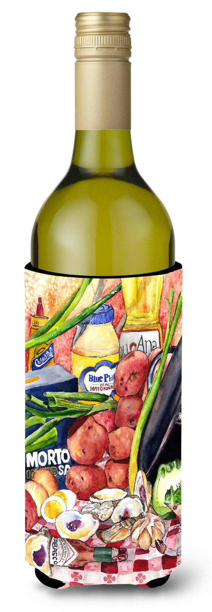 Recipe for Gumbo and Potato Salad  Flag Wine Bottle Beverage Insulator Beverage Insulator Hugger by Caroline&#39;s Treasures