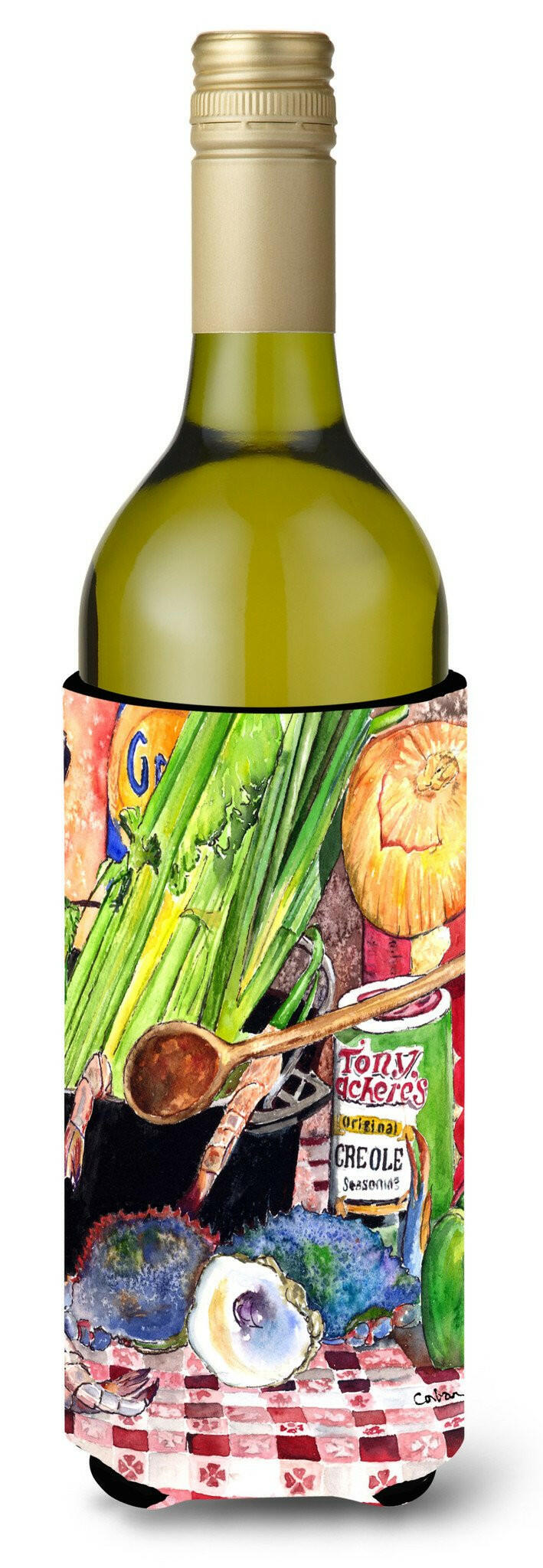 Recipe for Gumbo and Potato Salad  Flag Wine Bottle Beverage Insulator Beverage Insulator Hugger 8825-2LITERK by Caroline&#39;s Treasures