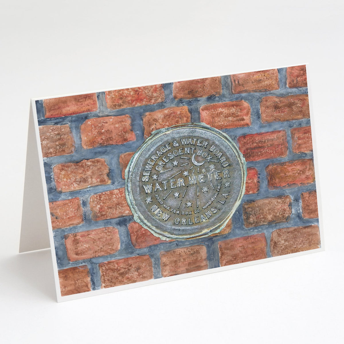 Buy this New Orleans Watermeter on Bricks Greeting Cards and Envelopes Pack of 8