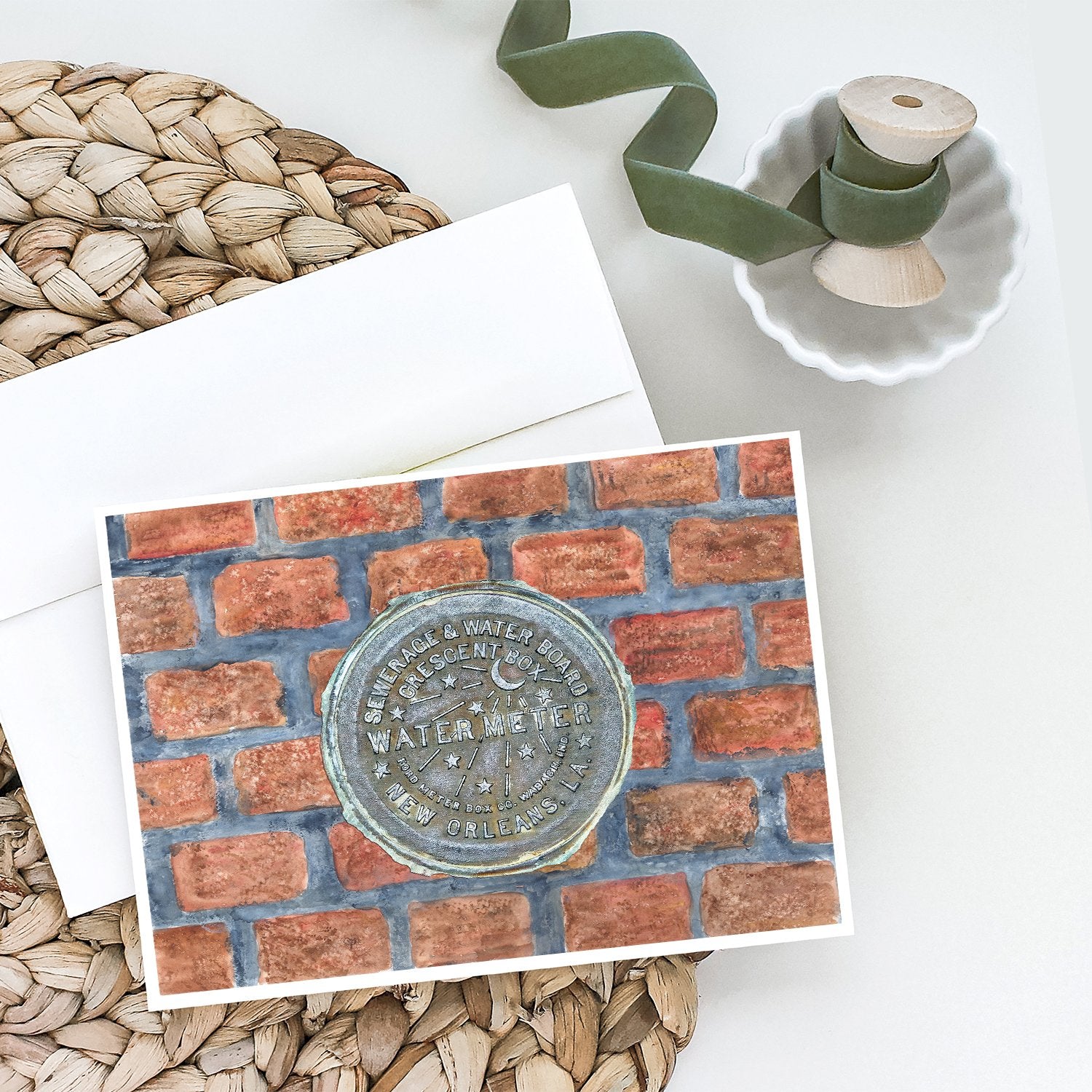 Buy this New Orleans Watermeter on Bricks Greeting Cards and Envelopes Pack of 8