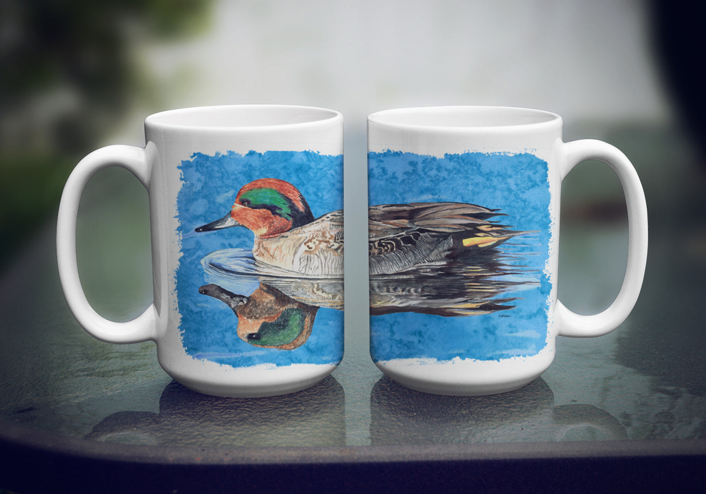 Teal Duck Dishwasher Safe Microwavable Ceramic Coffee Mug 15 ounce 8830CM15  the-store.com.