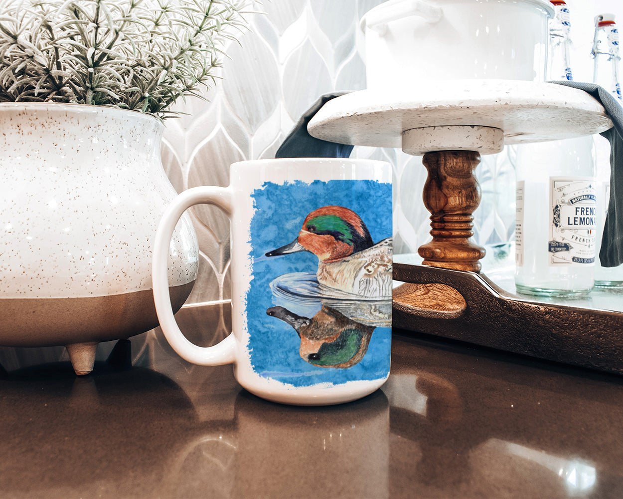 Teal Duck Dishwasher Safe Microwavable Ceramic Coffee Mug 15 ounce 8830CM15