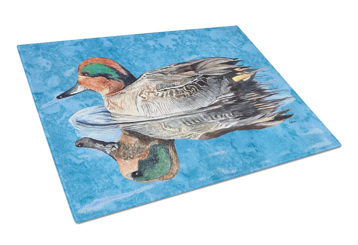 Teal Duck Glass Cutting Board Large by Caroline&#39;s Treasures