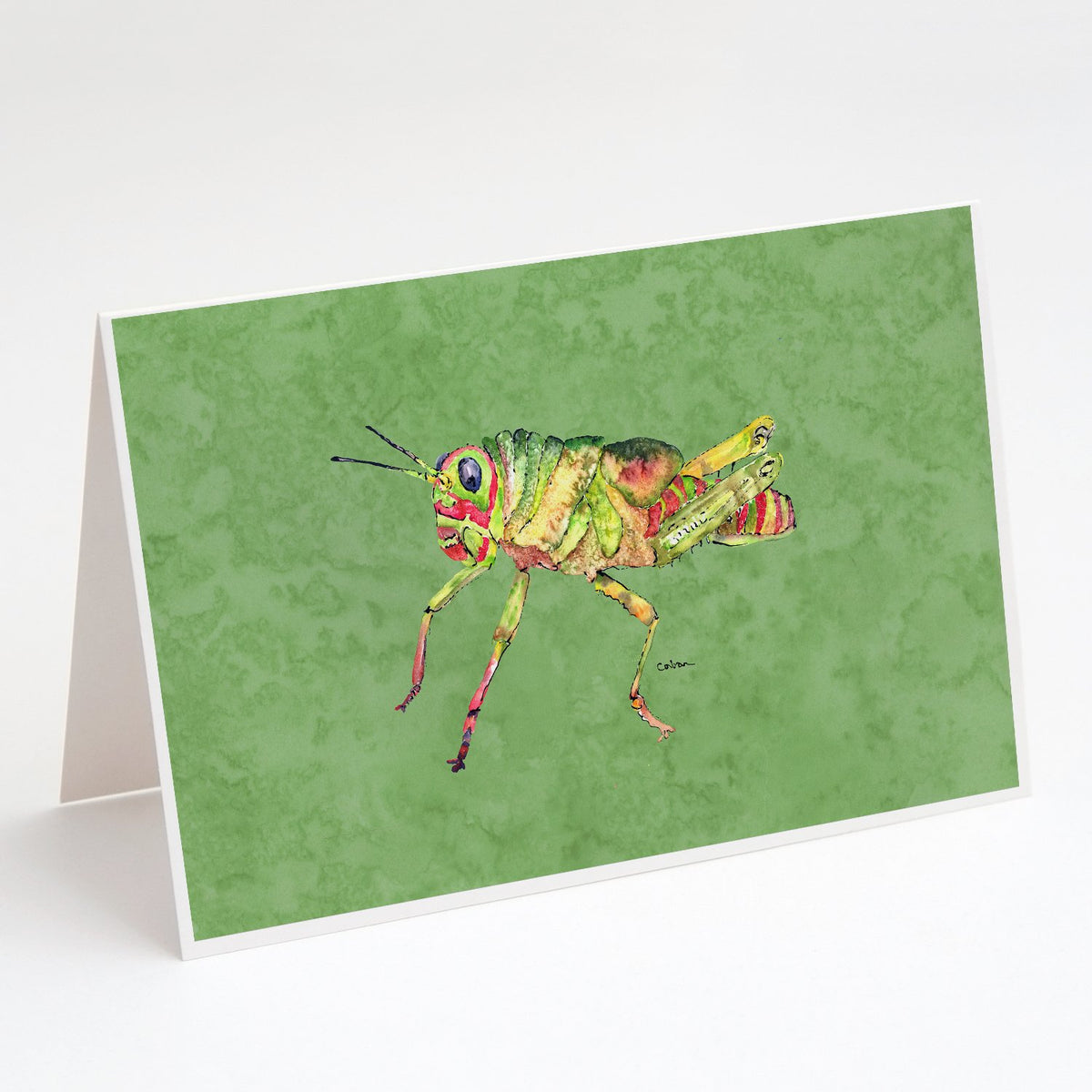 Buy this Grasshopper on Avacado Greeting Cards and Envelopes Pack of 8