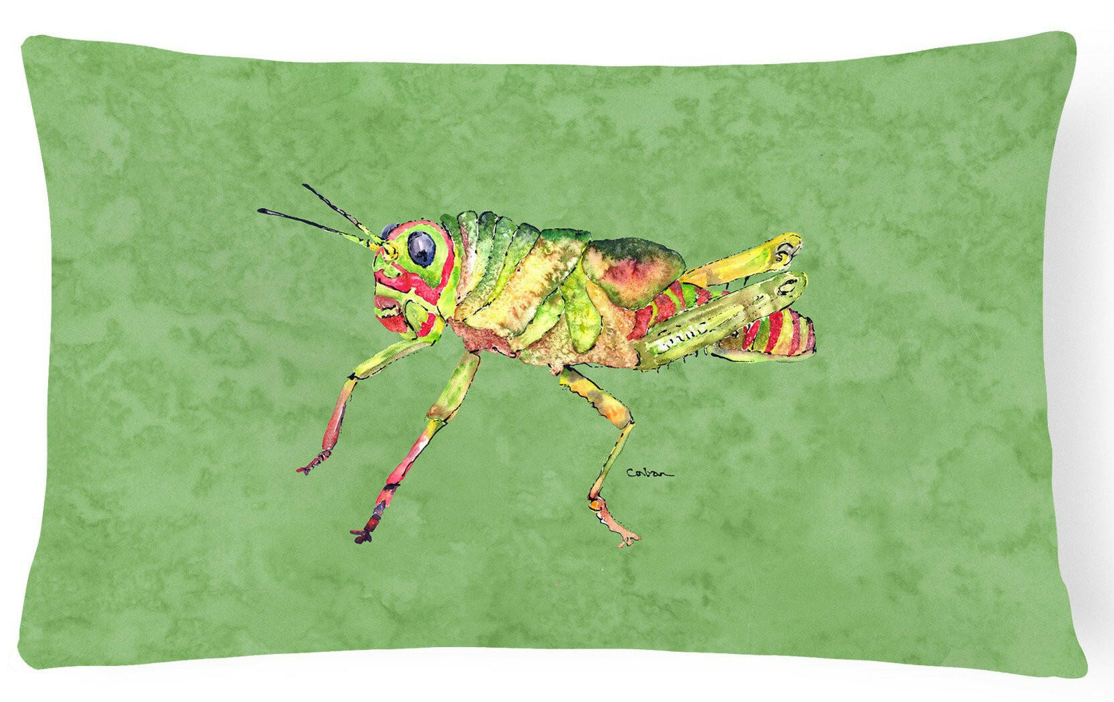 Grasshopper on Avacado   Canvas Fabric Decorative Pillow by Caroline's Treasures