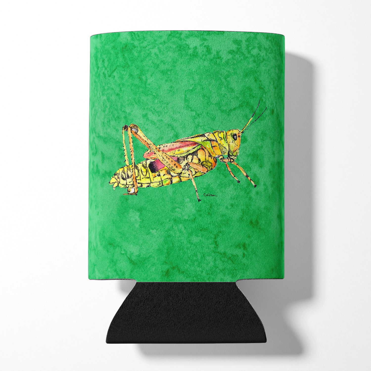 Grasshopper on Green Can or Bottle Beverage Insulator Hugger.
