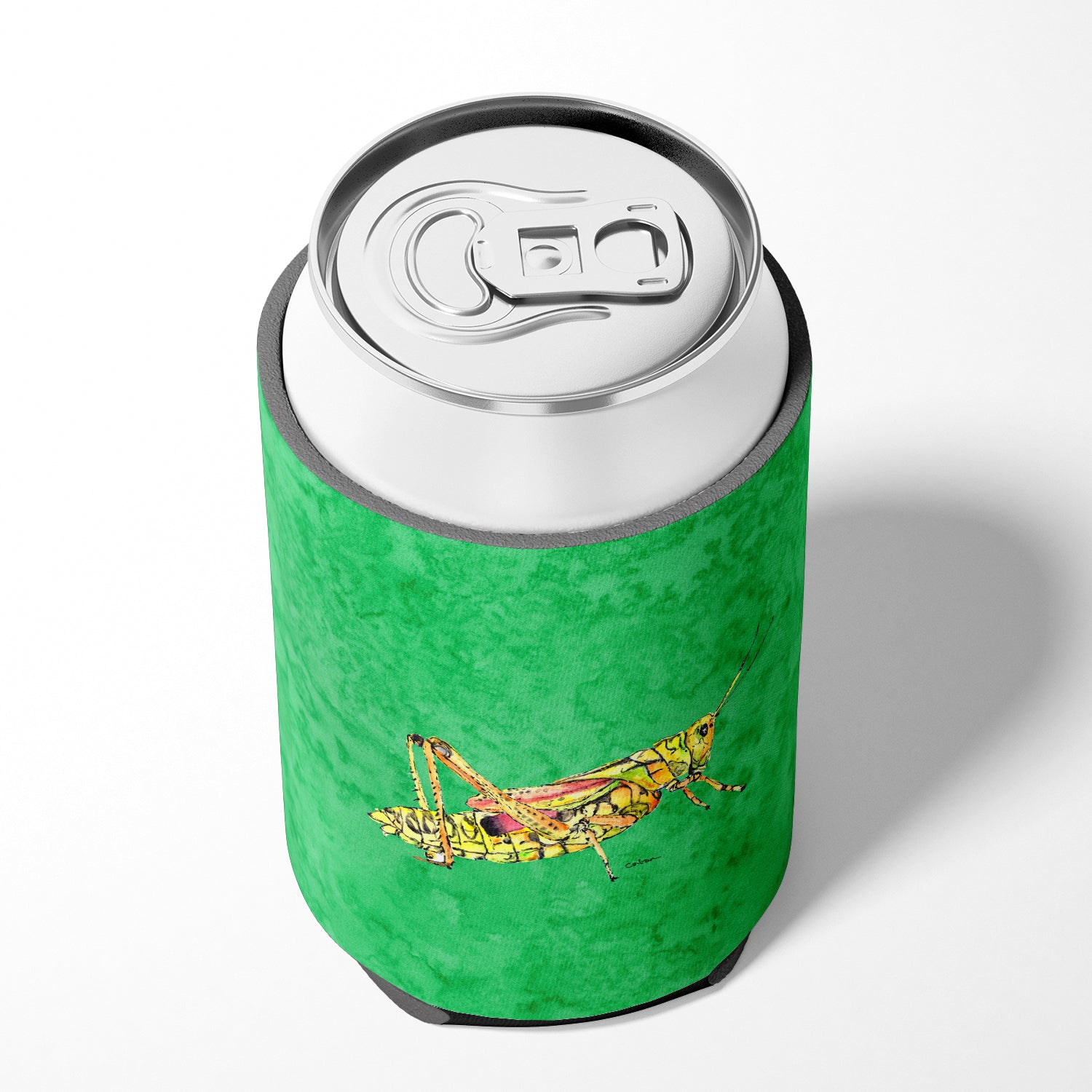 Grasshopper on Green Can or Bottle Beverage Insulator Hugger