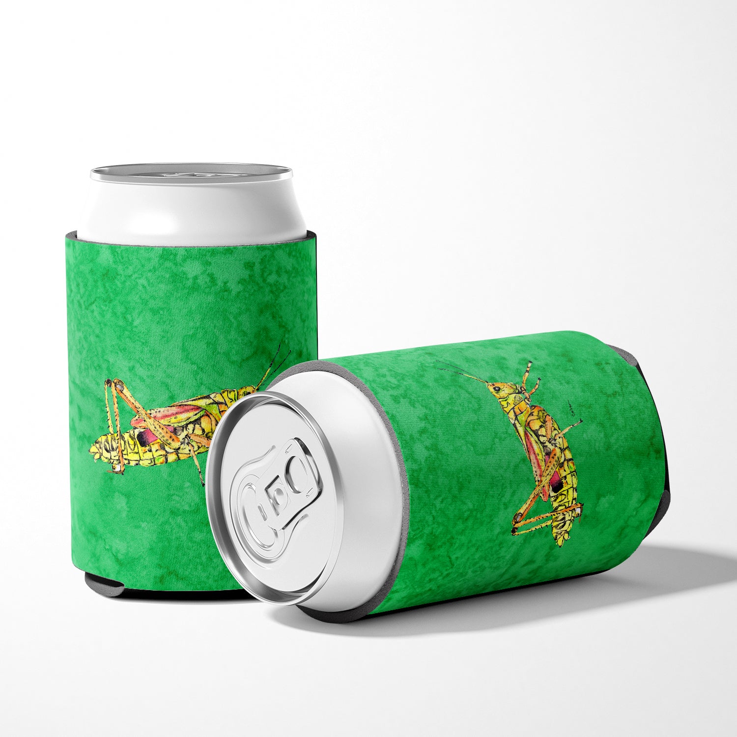 Grasshopper on Green Can or Bottle Beverage Insulator Hugger