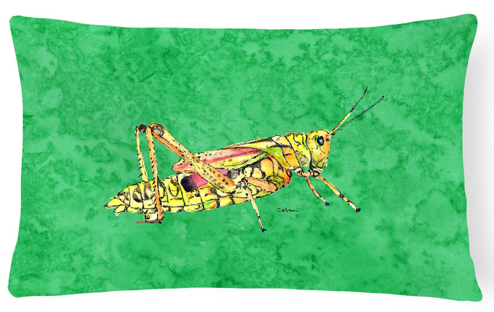 Grasshopper on Green   Canvas Fabric Decorative Pillow by Caroline's Treasures