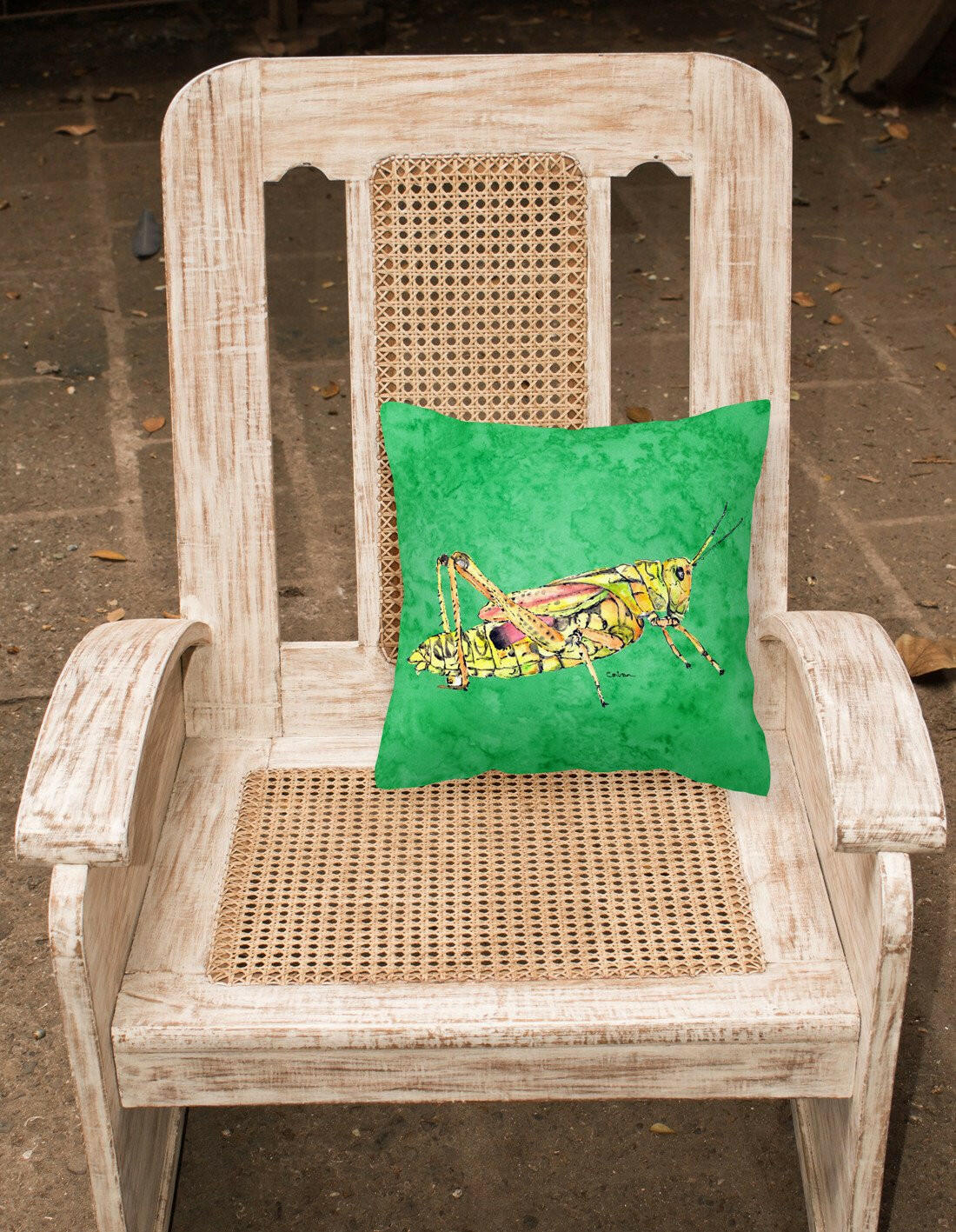 Grasshopper on Green   Canvas Fabric Decorative Pillow - the-store.com