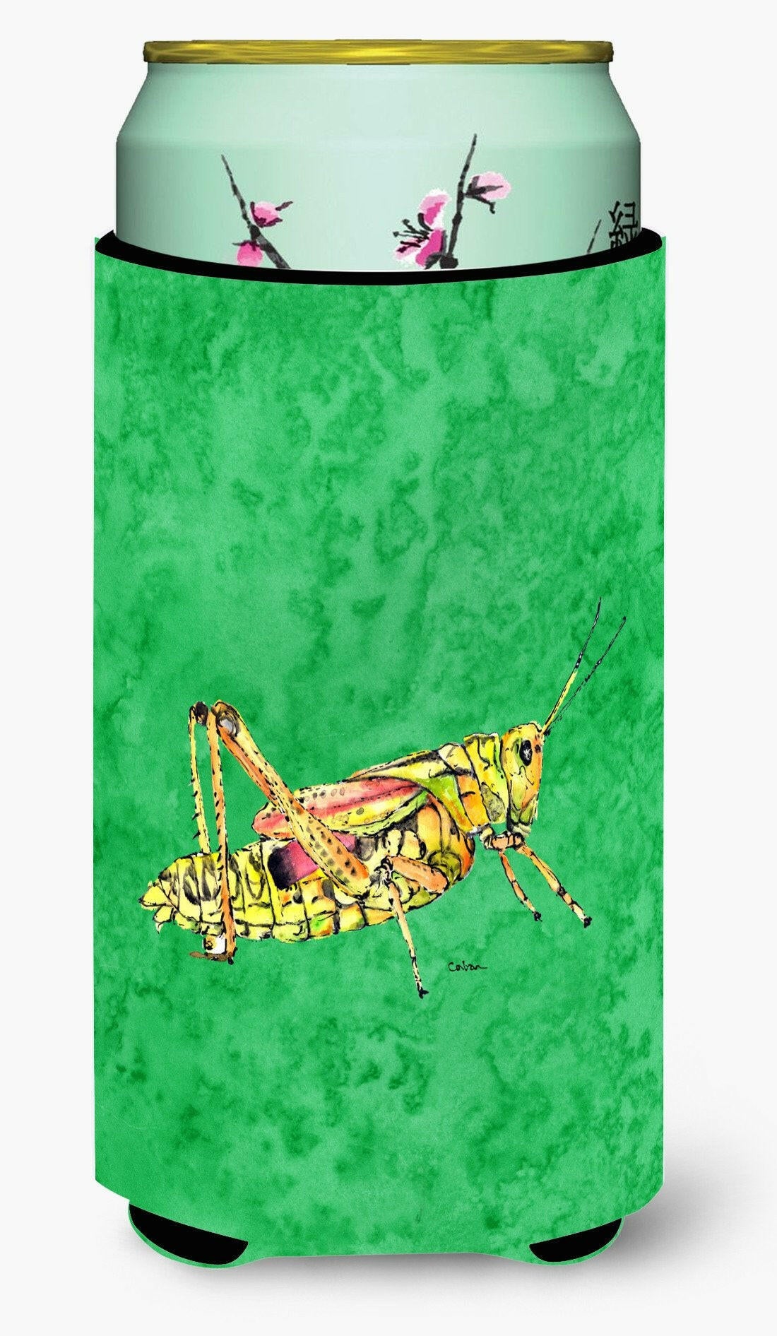 Grasshopper on Green  Tall Boy Beverage Insulator Beverage Insulator Hugger by Caroline&#39;s Treasures