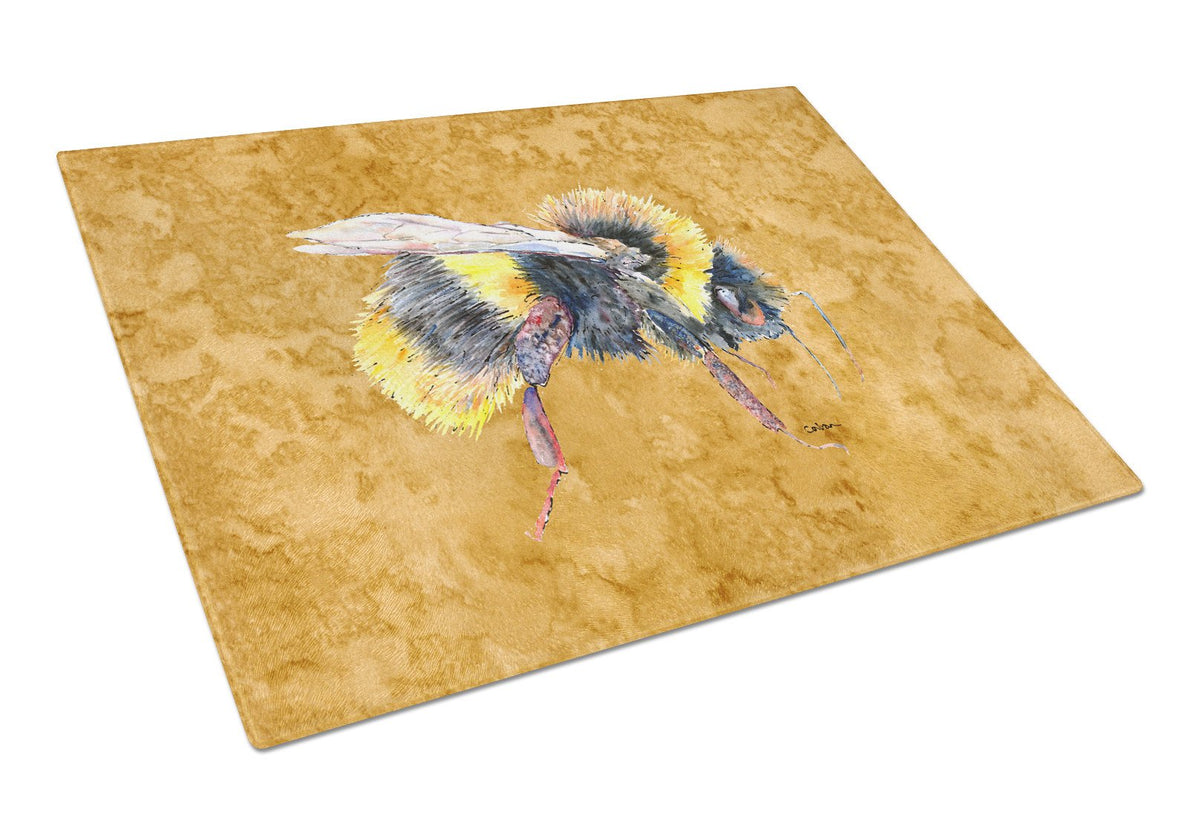 Bee on Gold Glass Cutting Board Large by Caroline&#39;s Treasures