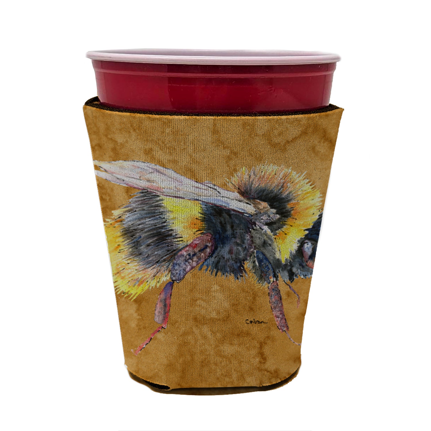 Bee on Gold Red Cup Beverage Insulator Hugger  the-store.com.