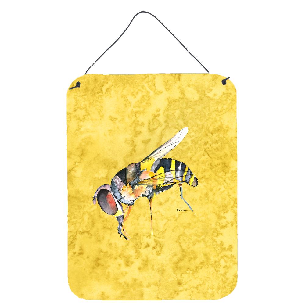 Bee on Yellow Aluminium Metal Wall or Door Hanging Prints by Caroline&#39;s Treasures