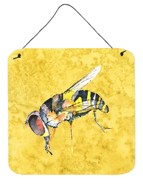 Bee on Yellow Aluminium Metal Wall or Door Hanging Prints by Caroline's Treasures