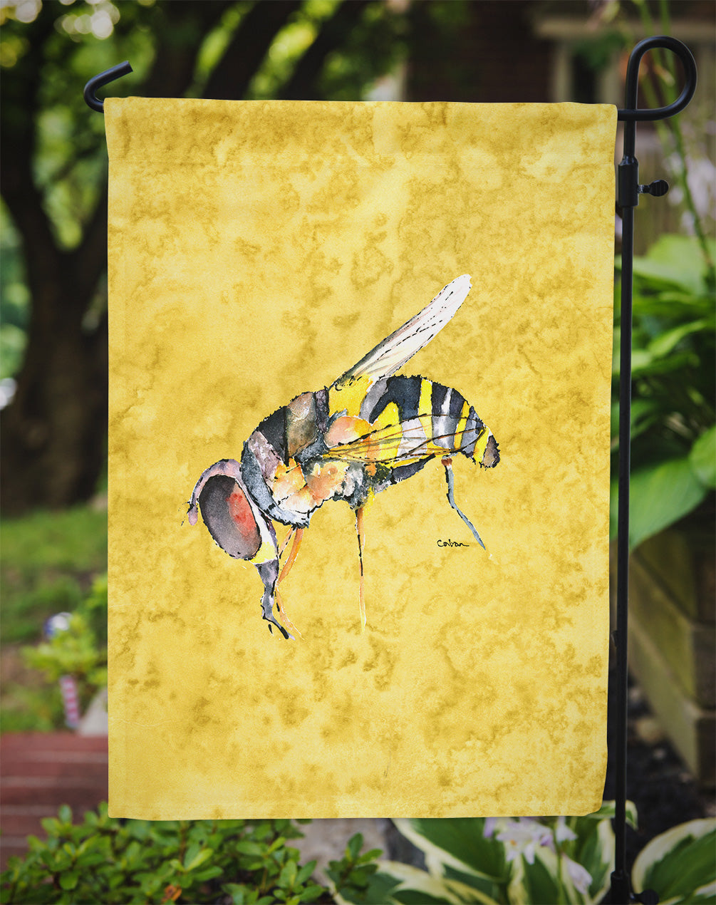 Bee on Yellow Flag Garden Size.