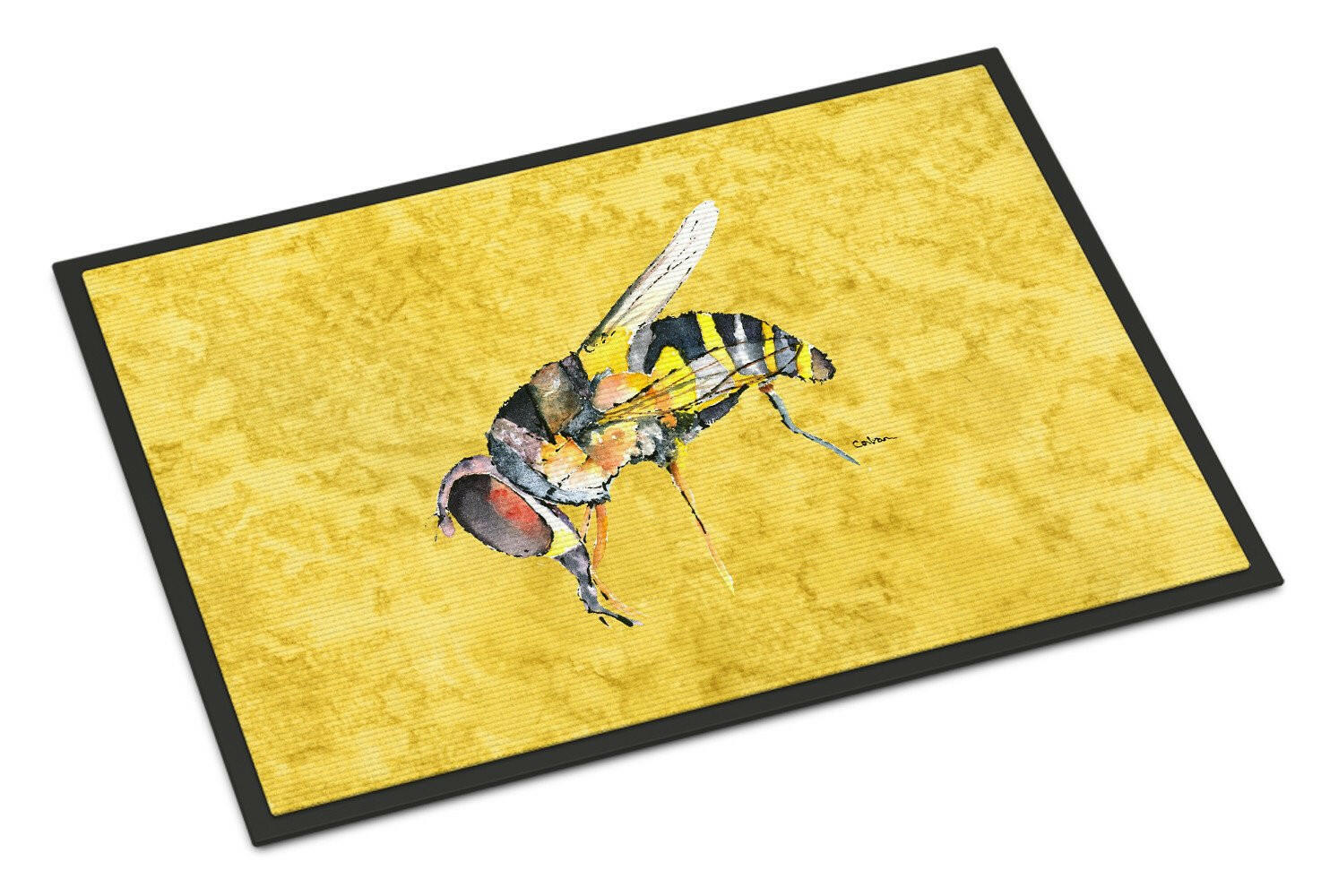 Bee on Yellow Indoor or Outdoor Mat 24x36 Doormat - the-store.com