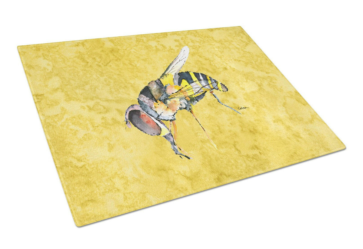Bee on Yellow Glass Cutting Board Large by Caroline&#39;s Treasures