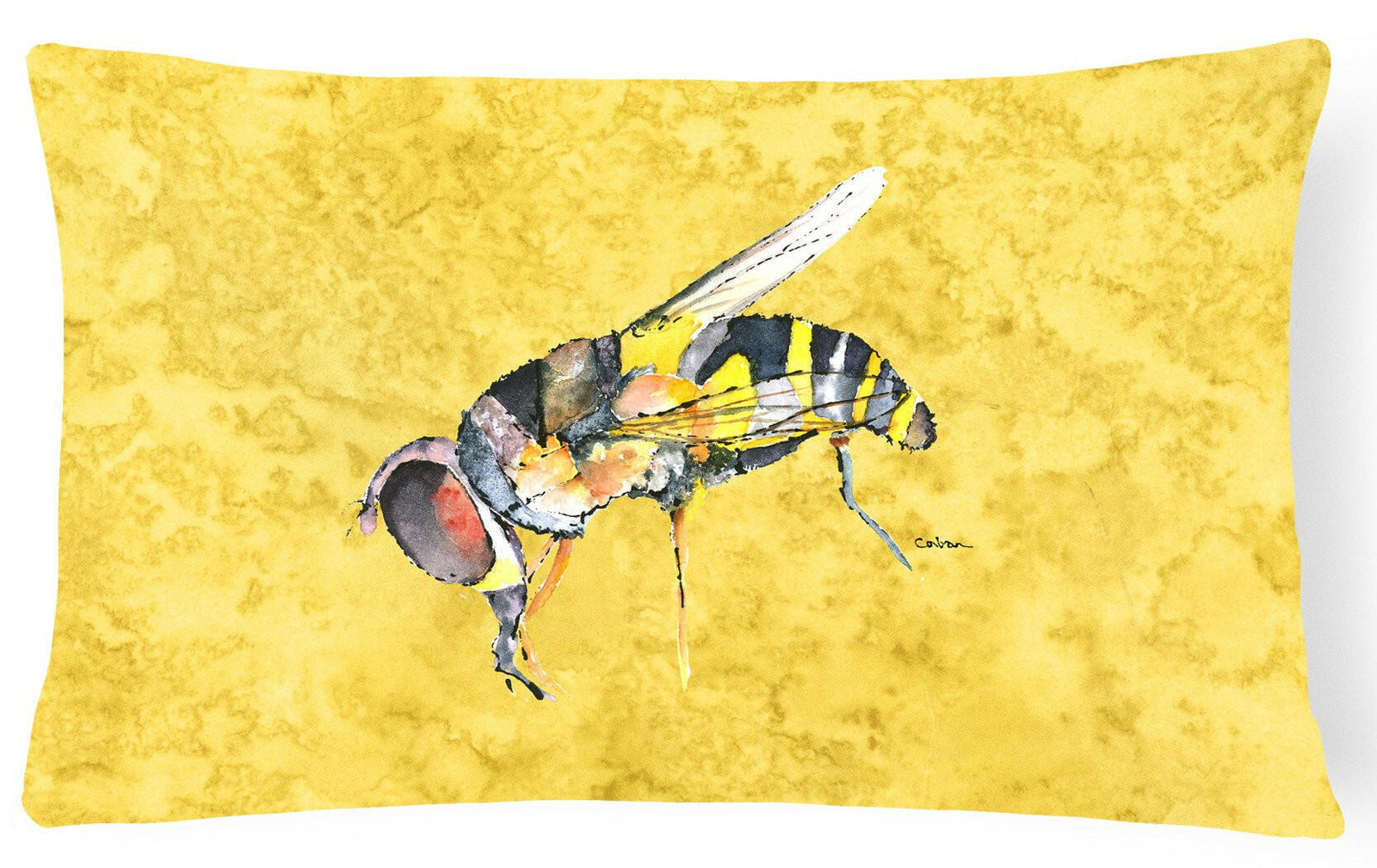 Bee on Yellow   Canvas Fabric Decorative Pillow by Caroline's Treasures