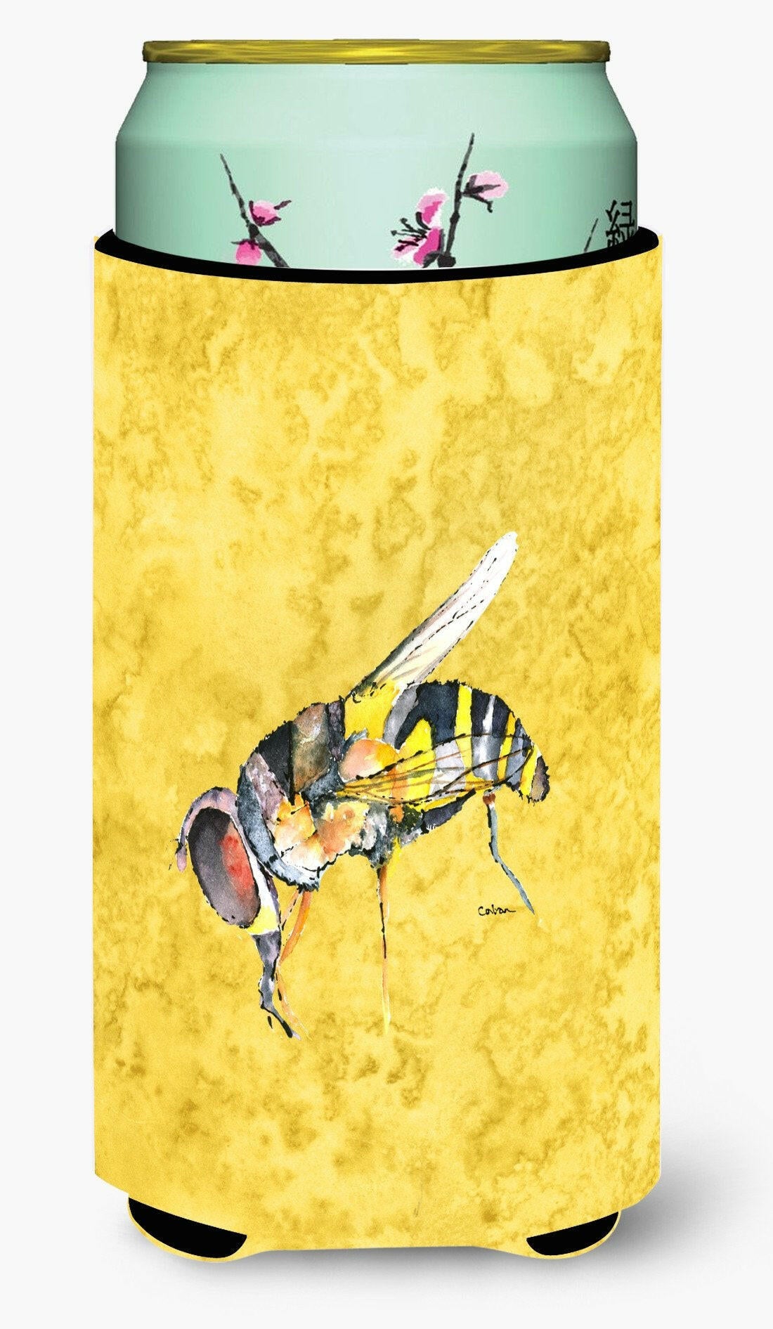 Bee on Yellow  Tall Boy Beverage Insulator Beverage Insulator Hugger by Caroline&#39;s Treasures