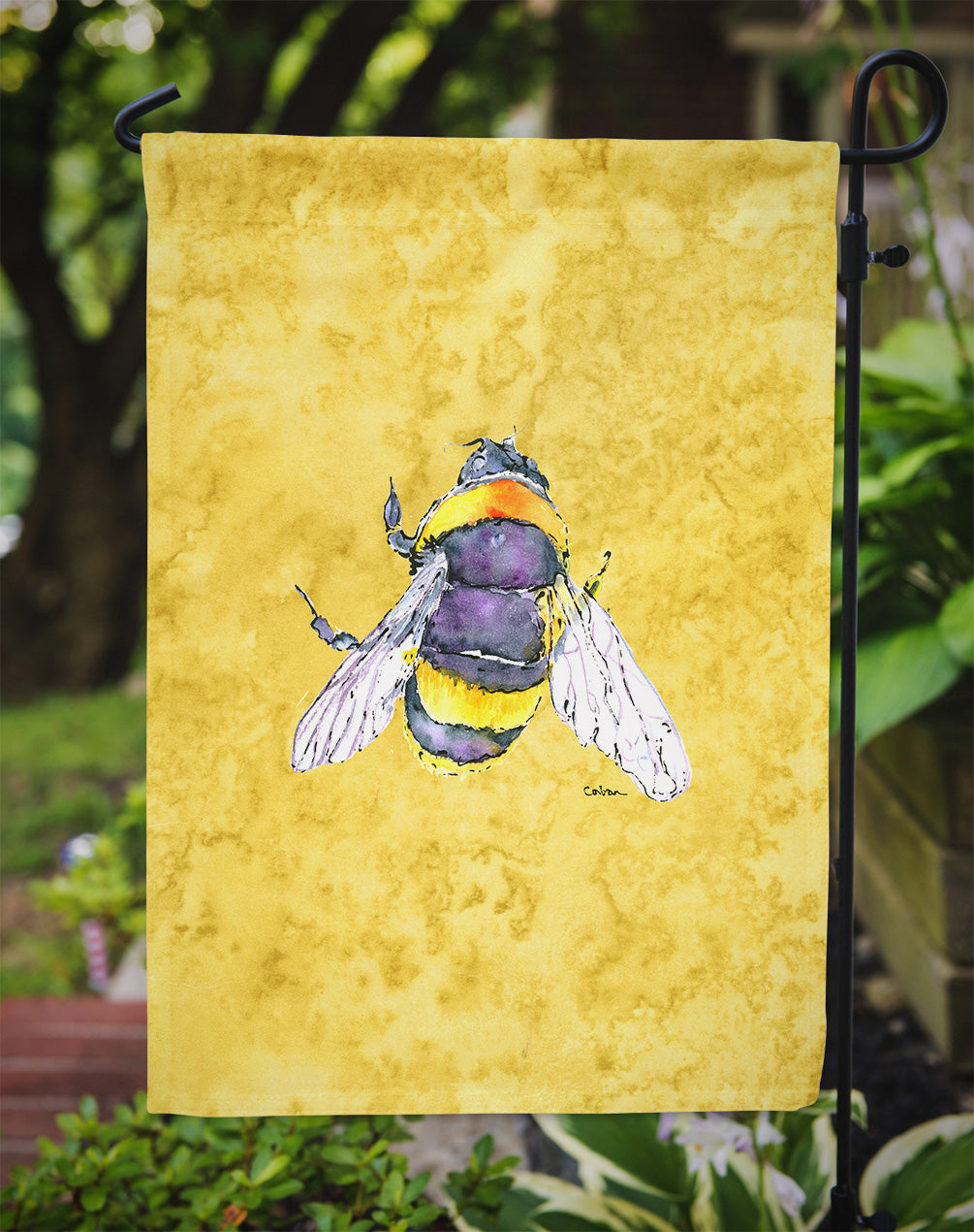 Bee on Yellow Flag Garden Size.