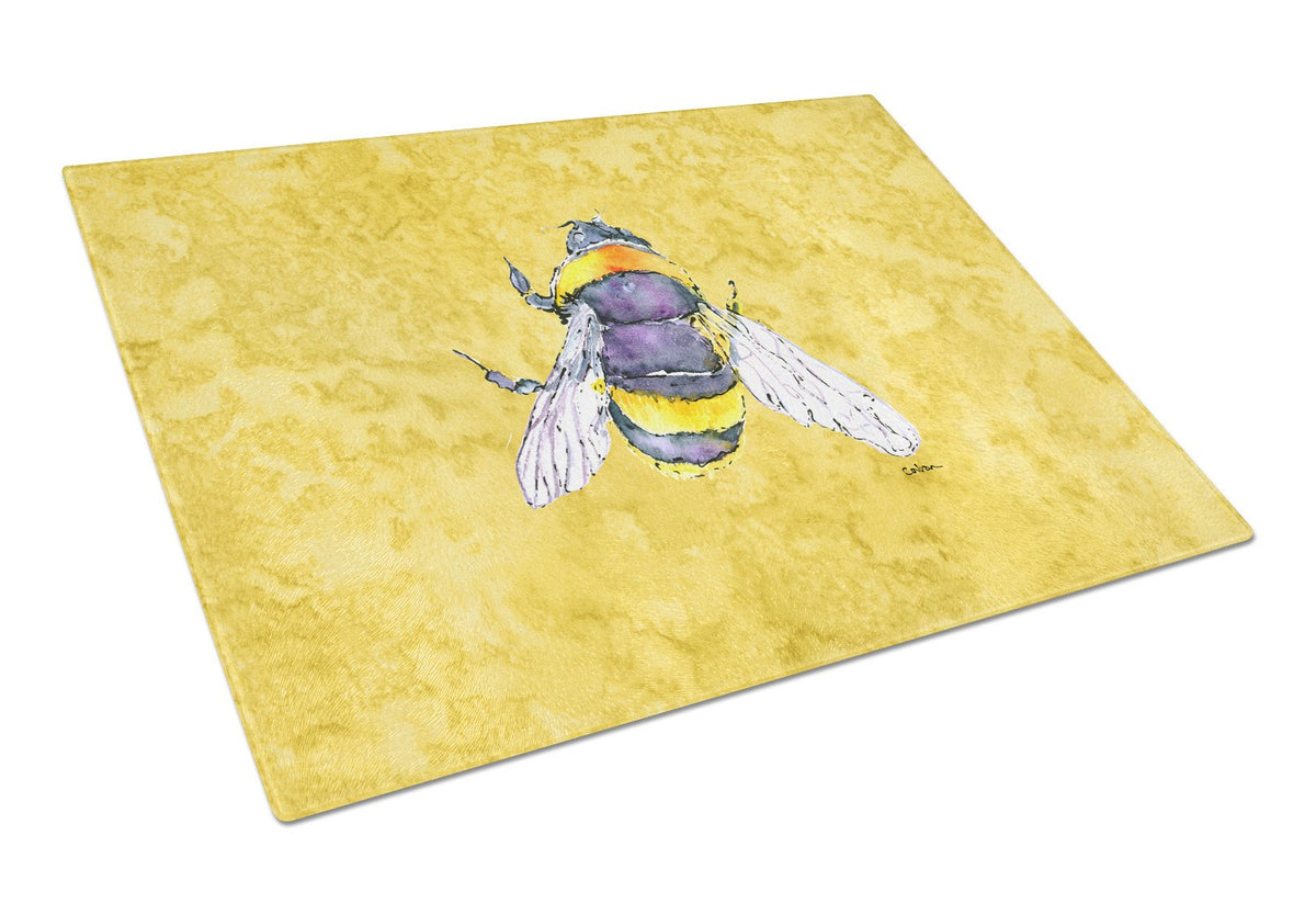 Bee on Yellow Glass Cutting Board Large by Caroline&#39;s Treasures
