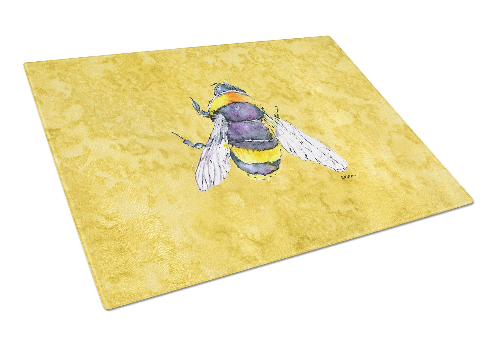 Bee on Yellow Glass Cutting Board Large by Caroline's Treasures
