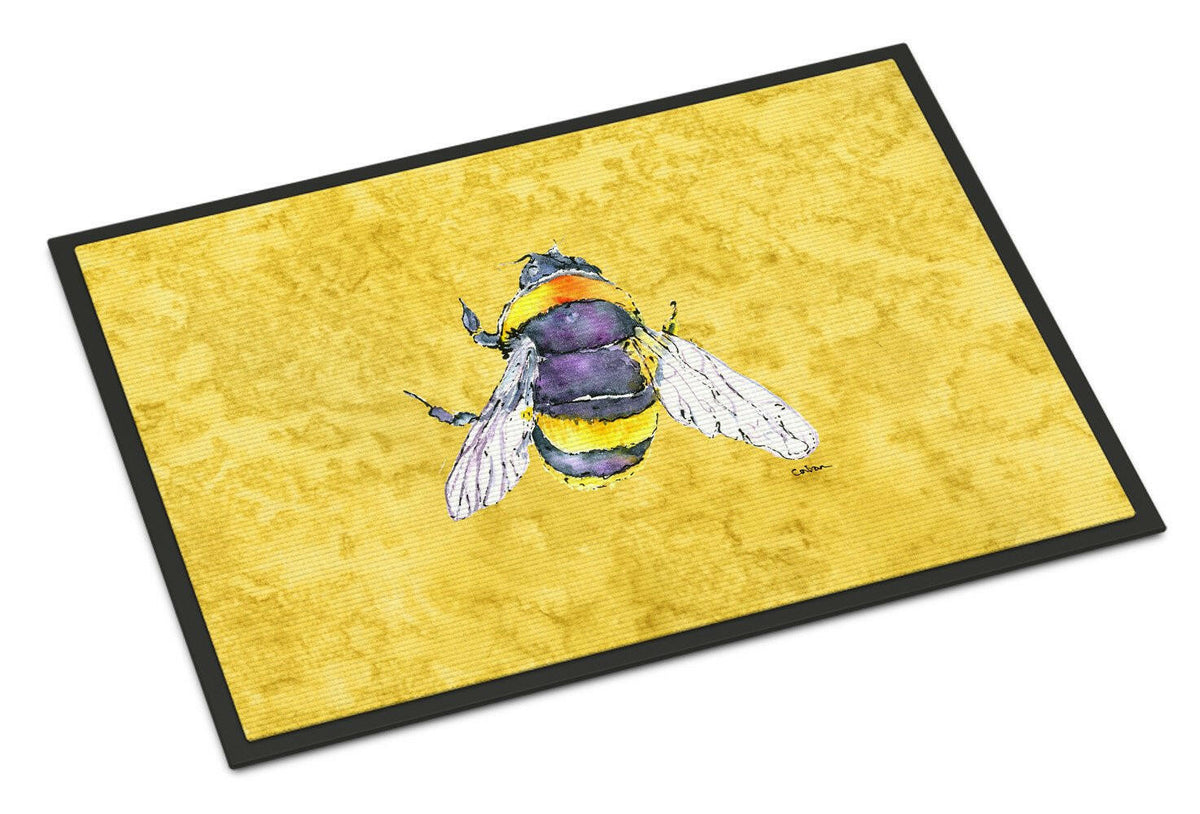 Bee on Yellow Indoor or Outdoor Mat 18x27 Doormat - the-store.com