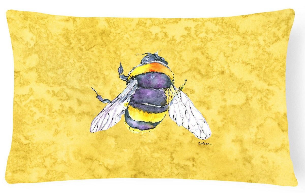Bee on Yellow   Canvas Fabric Decorative Pillow by Caroline&#39;s Treasures