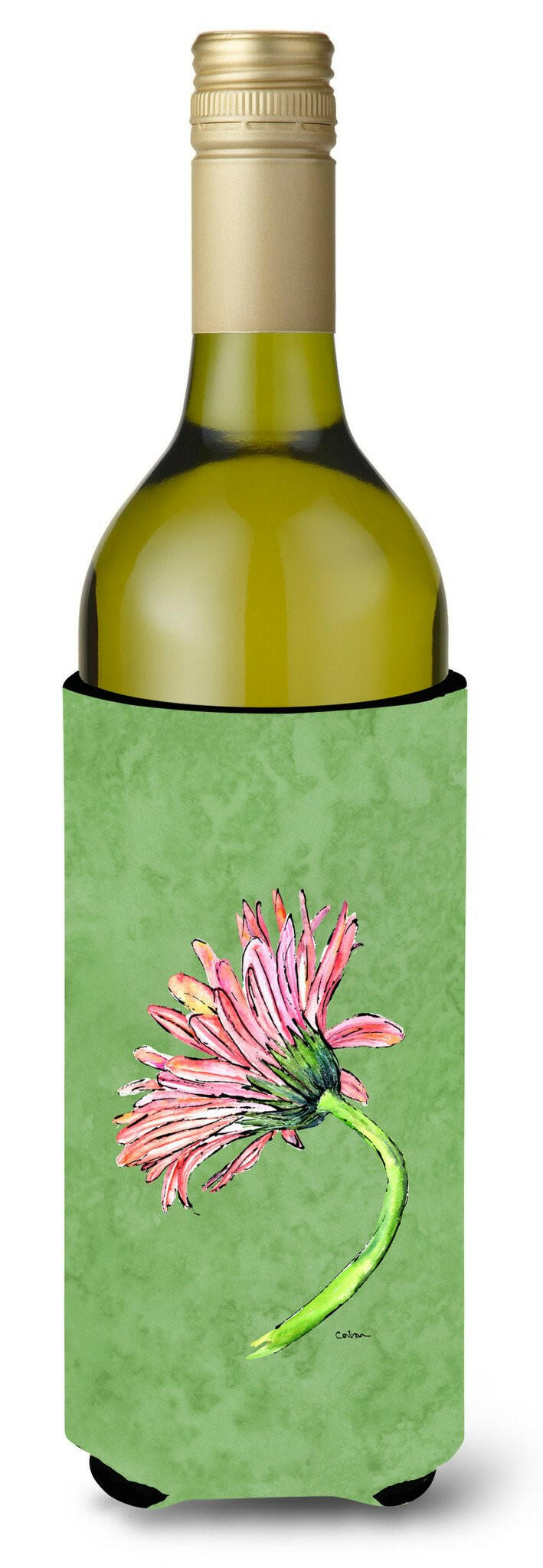 Gerber Daisy Pink Wine Bottle Beverage Insulator Beverage Insulator Hugger by Caroline&#39;s Treasures