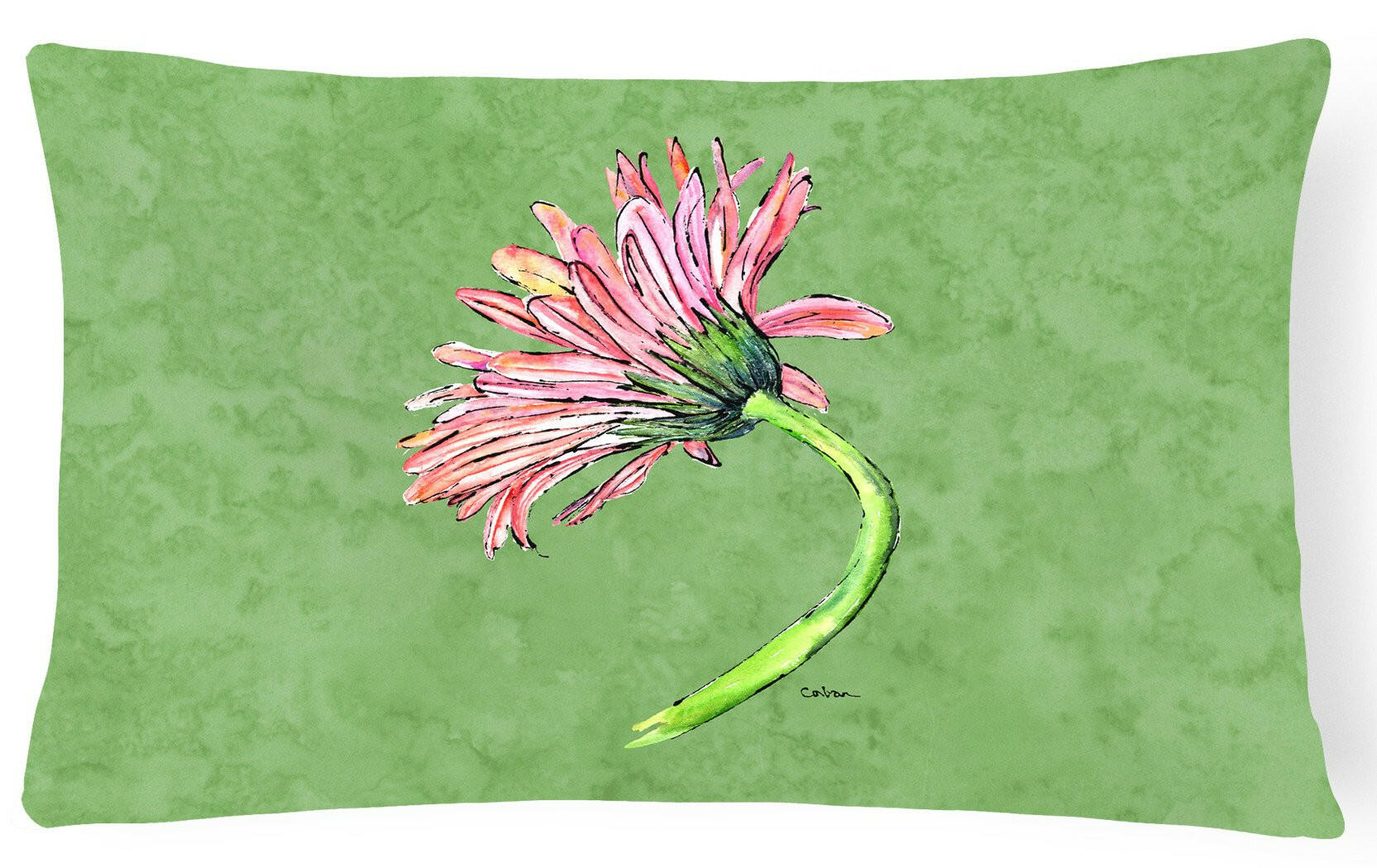 Gerber Daisy Pink   Canvas Fabric Decorative Pillow by Caroline's Treasures