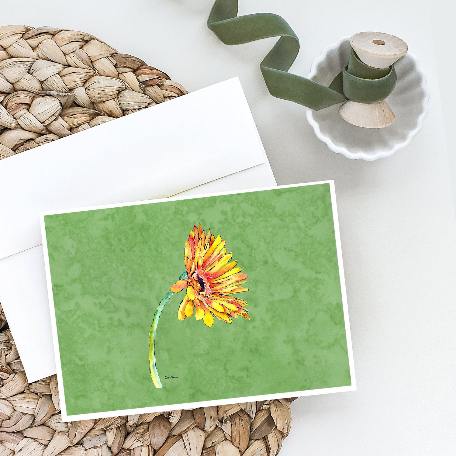Gerber Daisy Orange Greeting Cards and Envelopes Pack of 8 - the-store.com