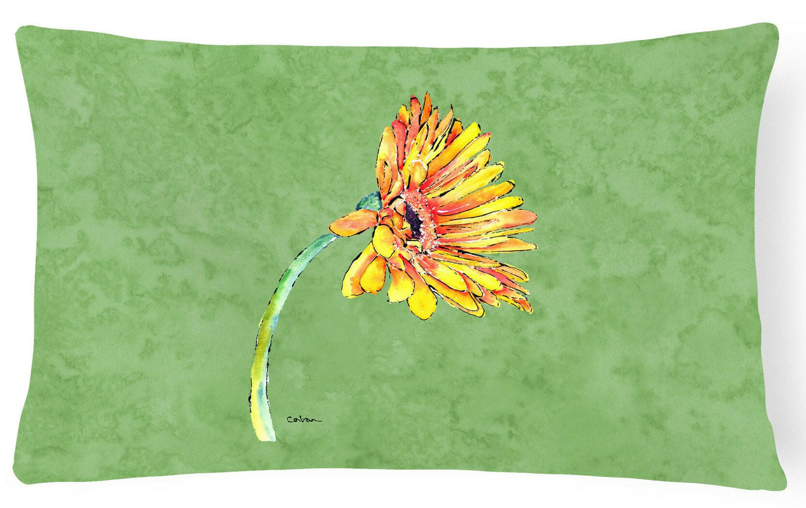 Gerber Daisy Orange   Canvas Fabric Decorative Pillow by Caroline's Treasures