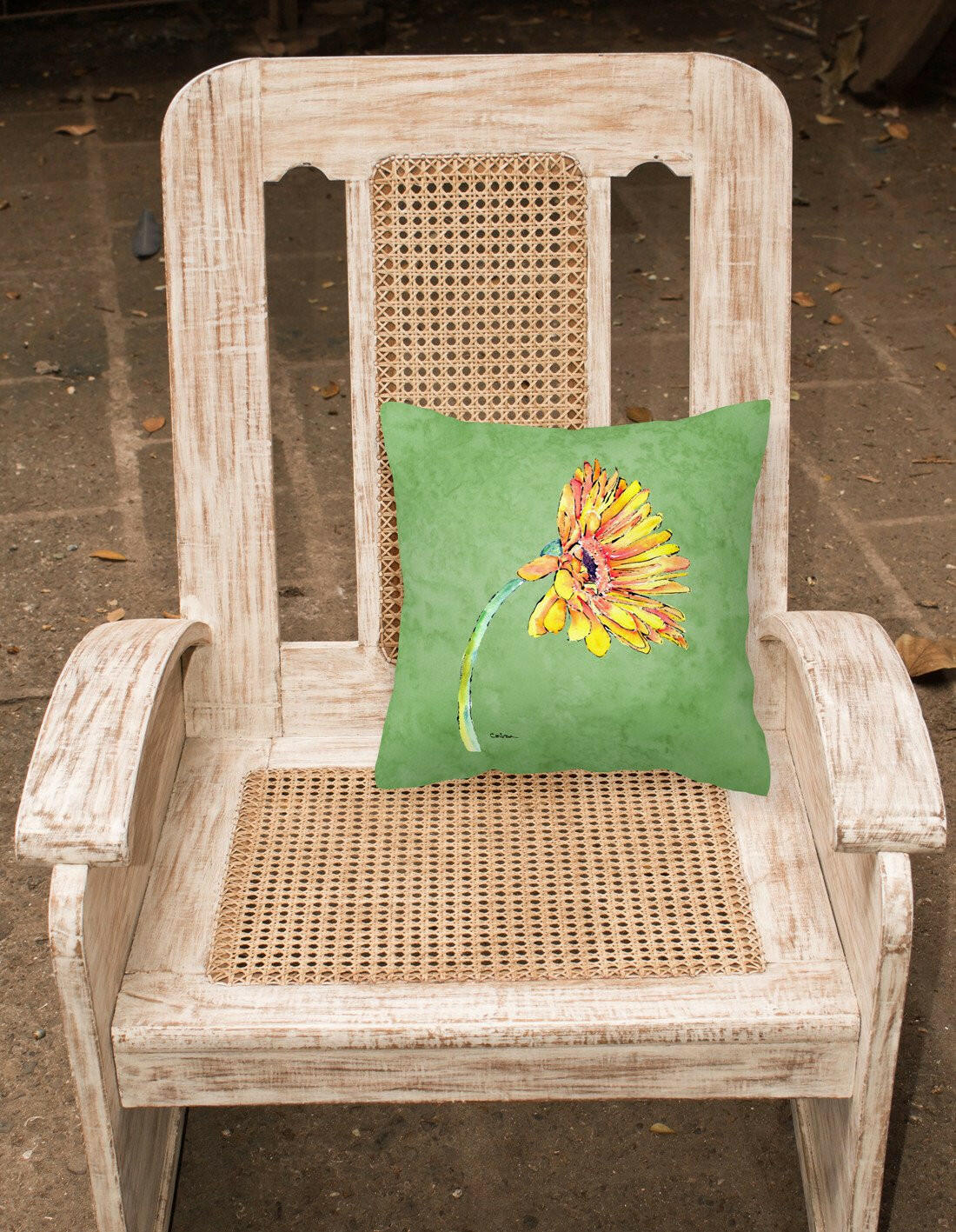 Gerber Daisy Orange   Canvas Fabric Decorative Pillow - the-store.com